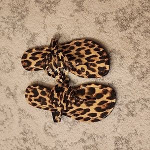 Tory Burch leopard skin look patent leather flip-flops
